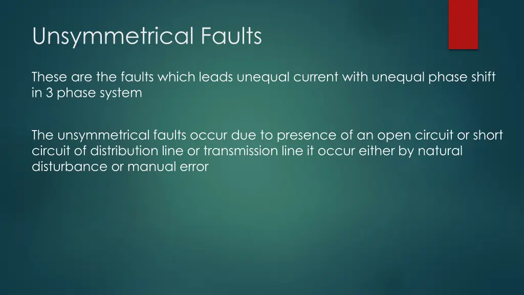 unsymmetrical faults