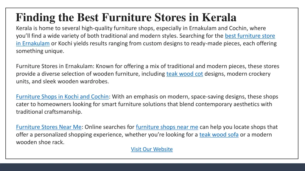 finding the best furniture stores in kerala