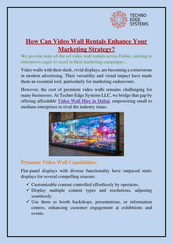 how can video wall rentals enhance your marketing