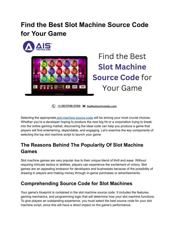 find the best slot machine source code for your