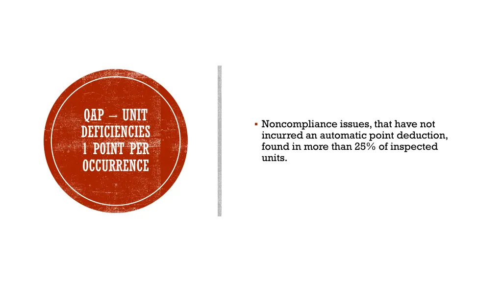 qap unit deficiencies 1 point per occurrence 1