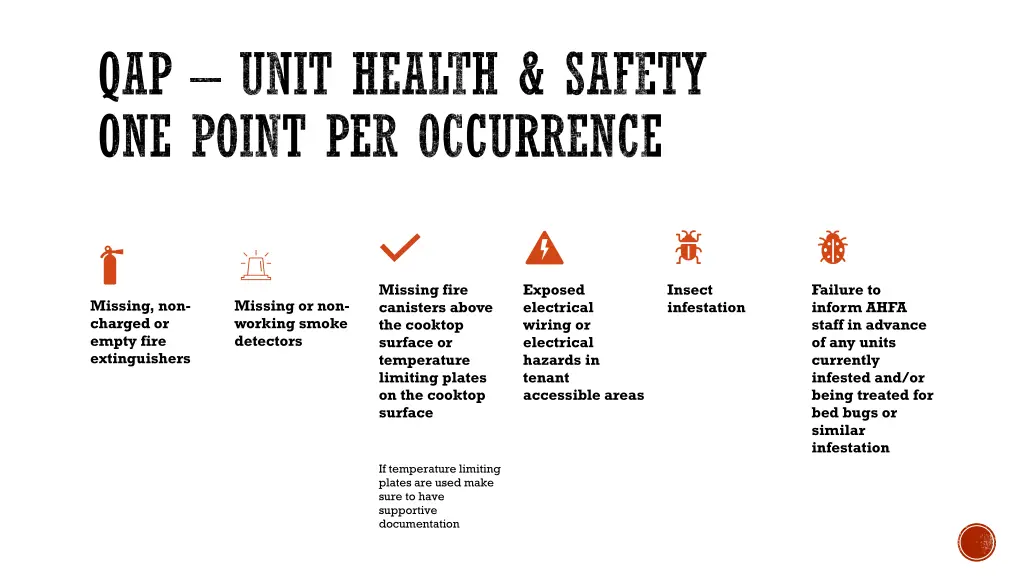 qap unit health safety one point per occurrence