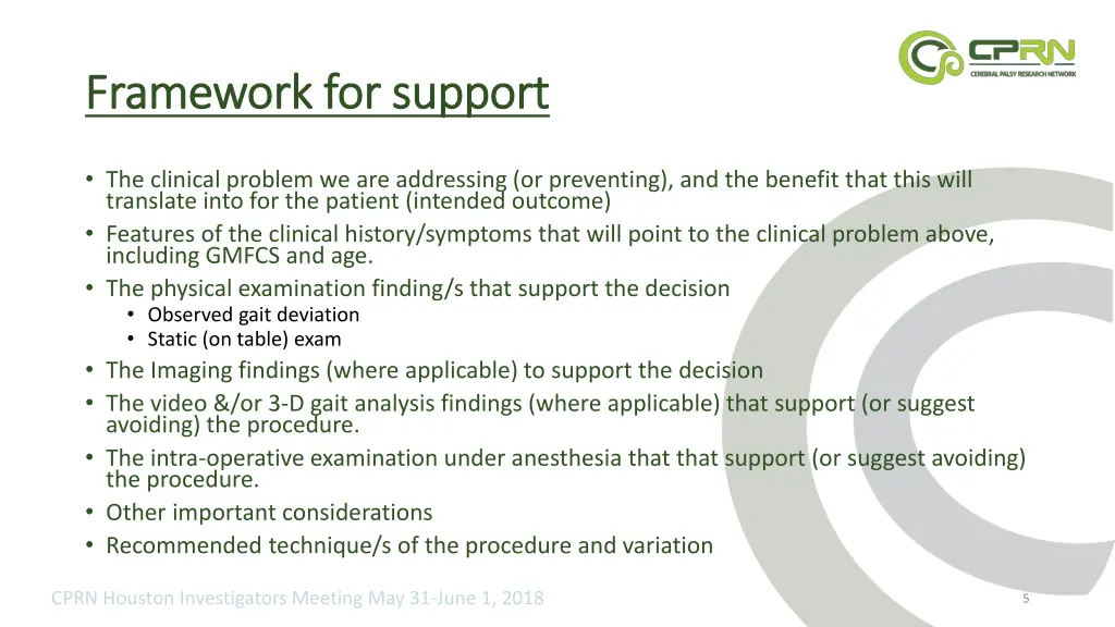 framework for support framework for support