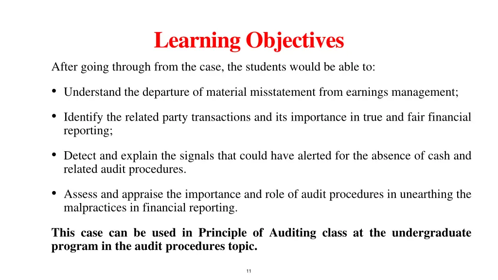 learning objectives