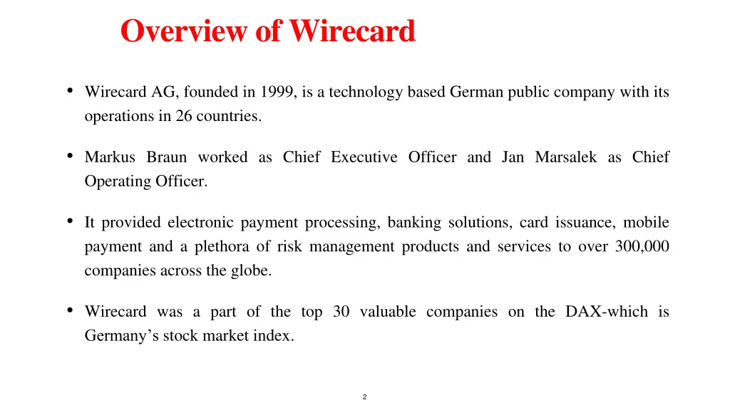 overview of wirecard