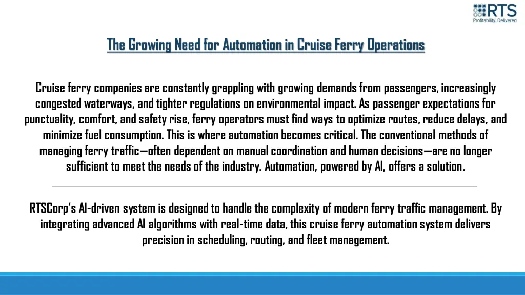 the growing need for automation in cruise ferry