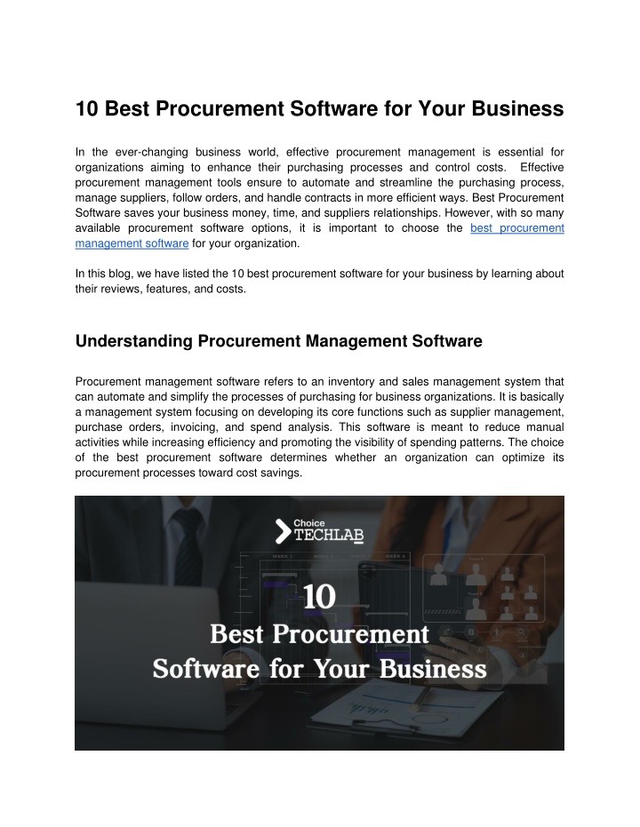 10 best procurement software for your business