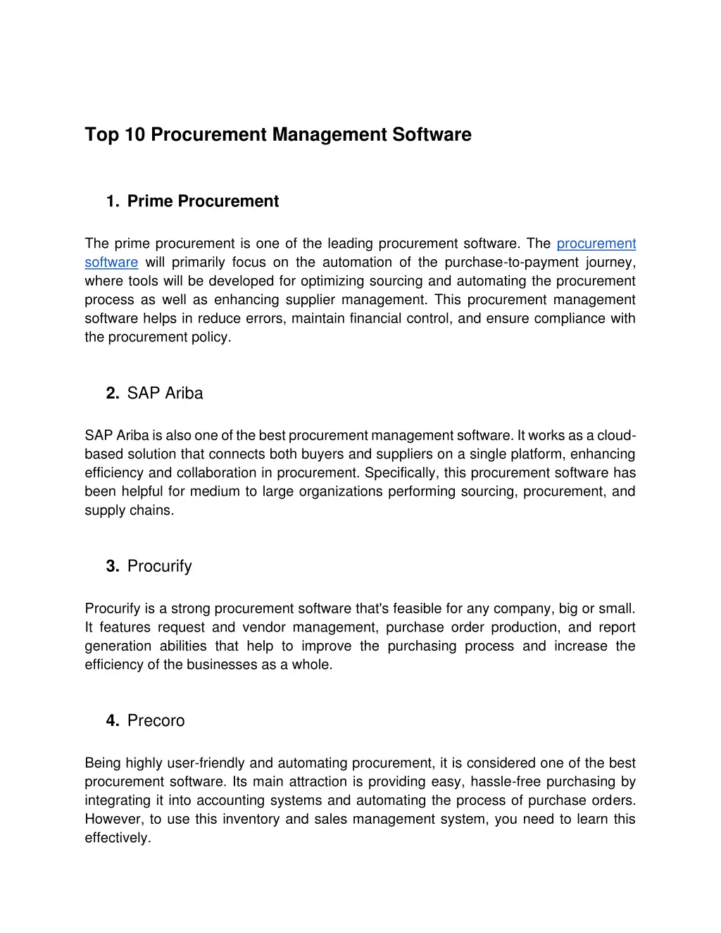 top 10 procurement management software