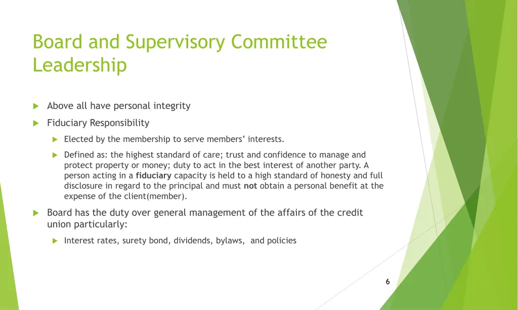 board and supervisory committee leadership