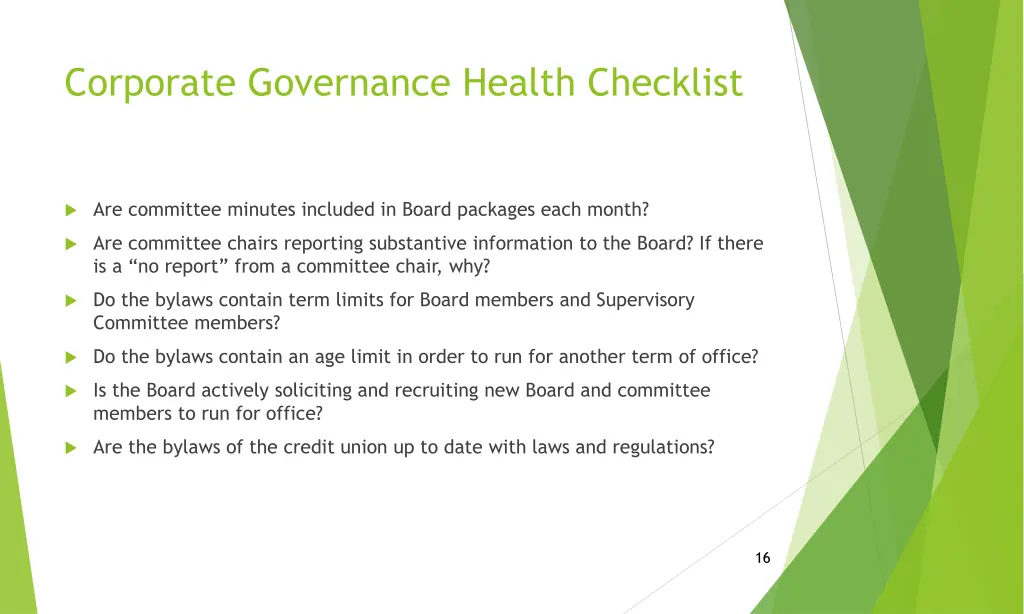 corporate governance health checklist 1