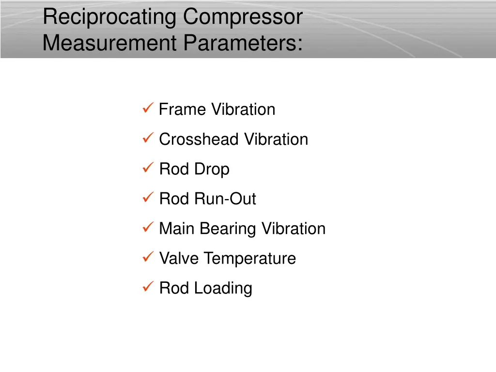 reciprocating compressor measurement parameters