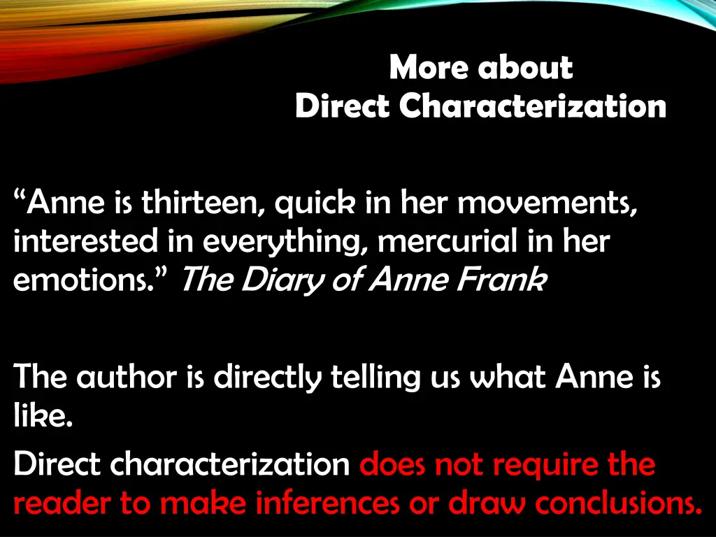 more about direct characterization