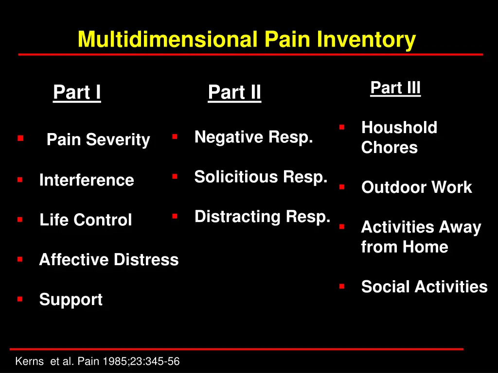 multidimensional pain inventory