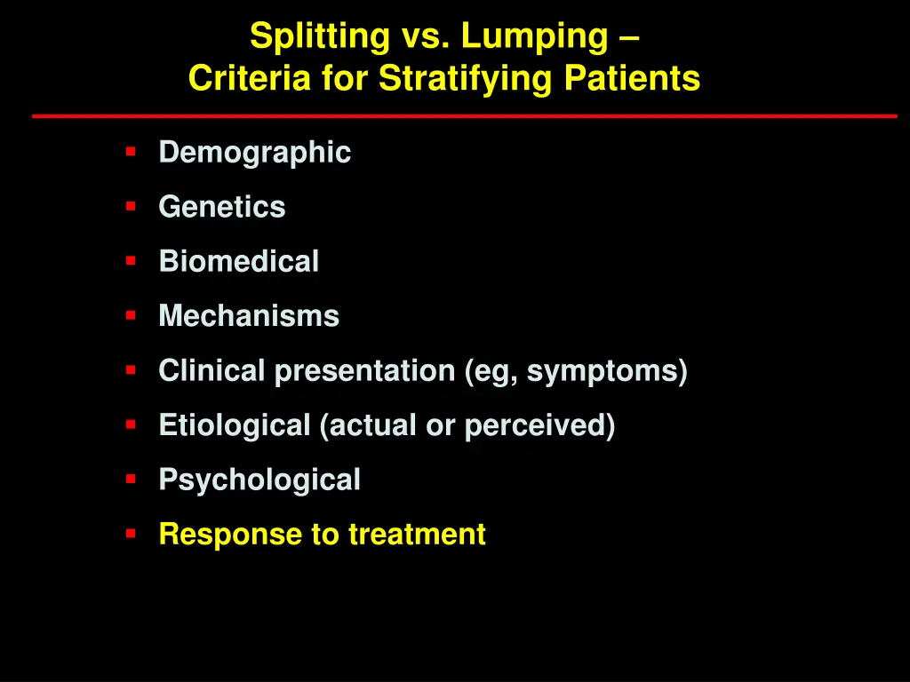 splitting vs lumping criteria for stratifying 3