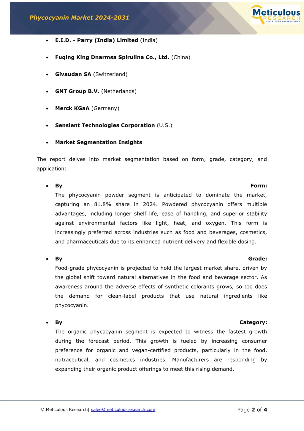 phycocyanin market 2024 2031 1