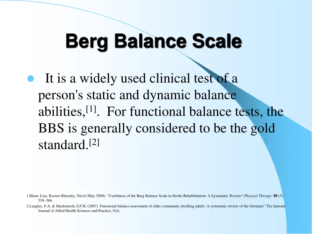 berg balance scale