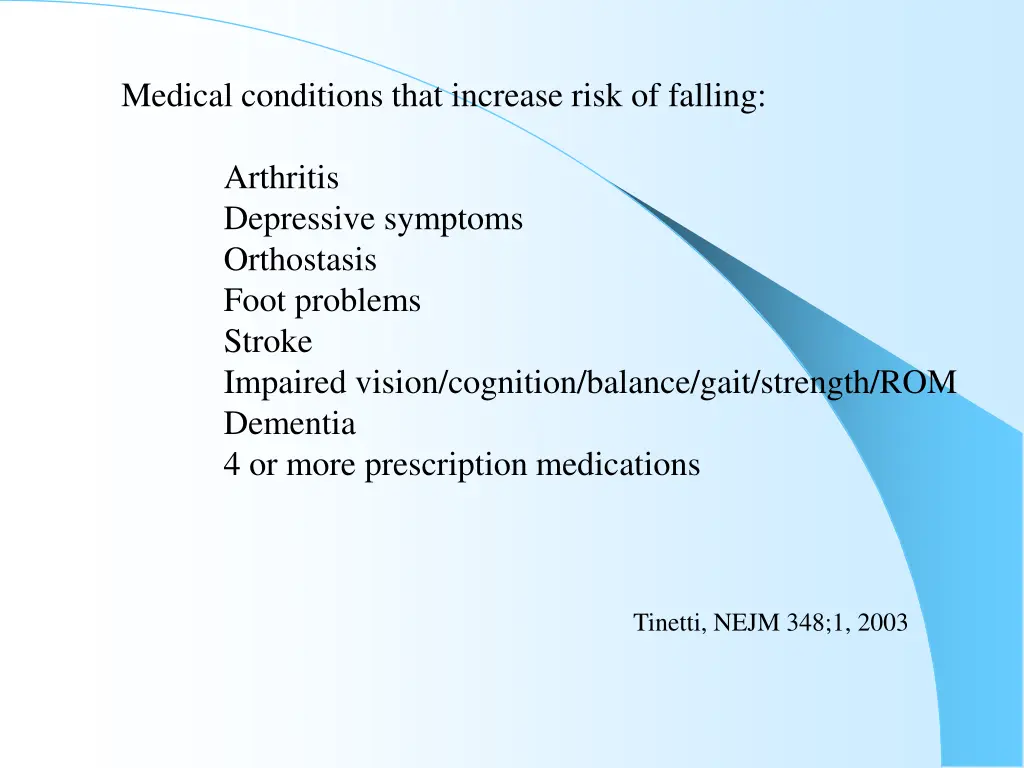 medical conditions that increase risk of falling