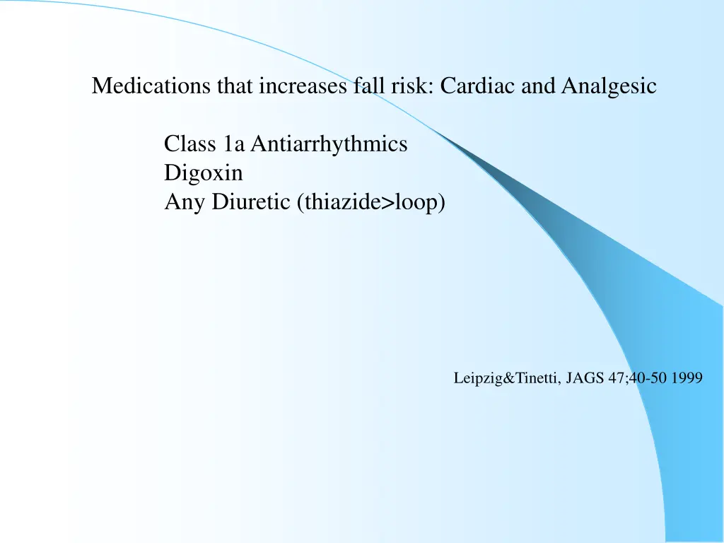 medications that increases fall risk cardiac