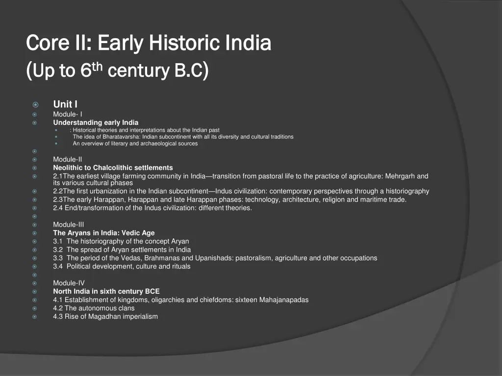 core ii early historic india core ii early