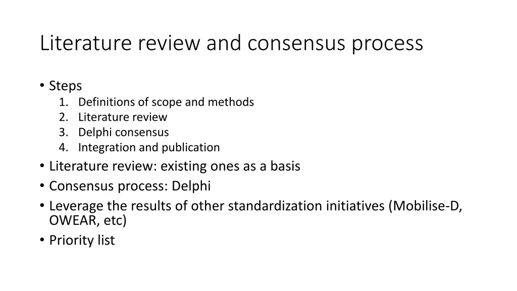 literature review and consensus process 1