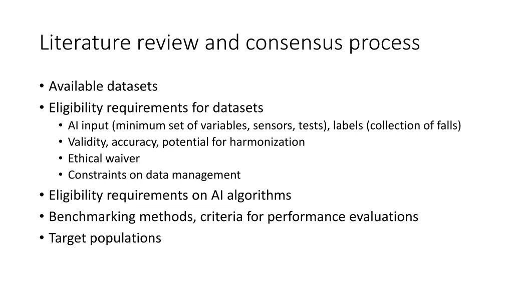 literature review and consensus process