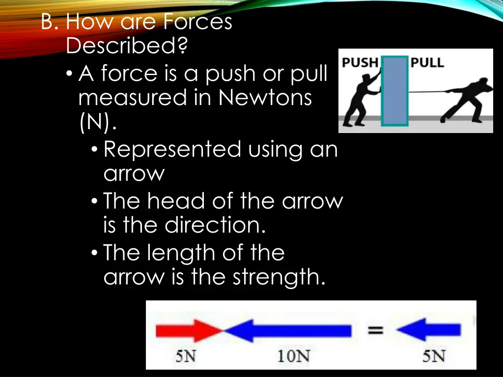 b how are forces described a force is a push