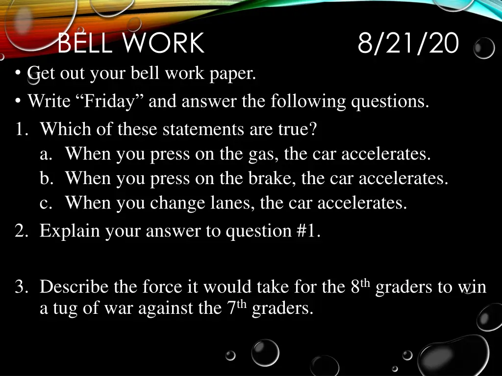 bell work get out your bell work paper write