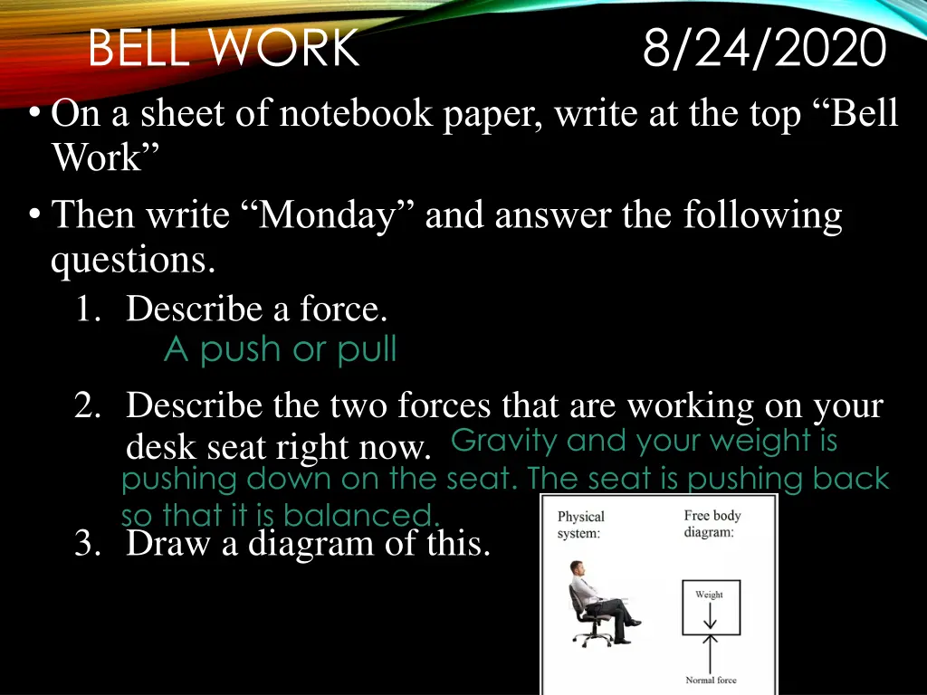 bell work on a sheet of notebook paper write 3