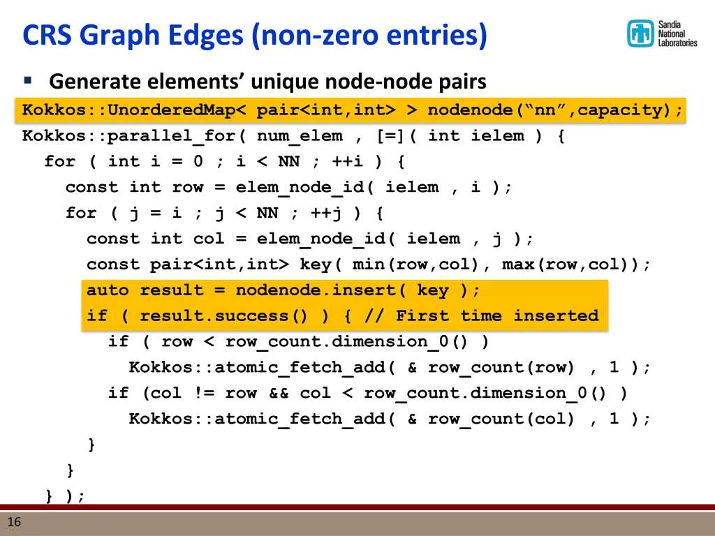 crs graph edges non zero entries