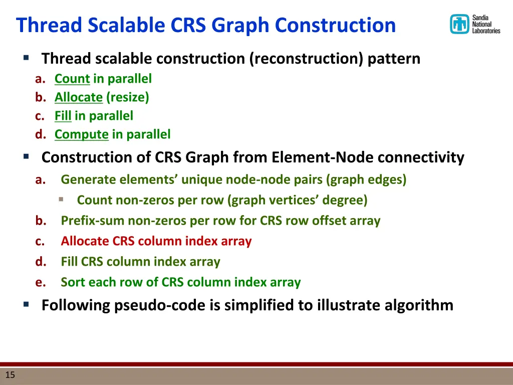 thread scalable crs graph construction