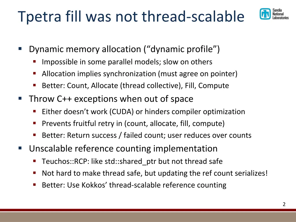 tpetra fill was not thread scalable