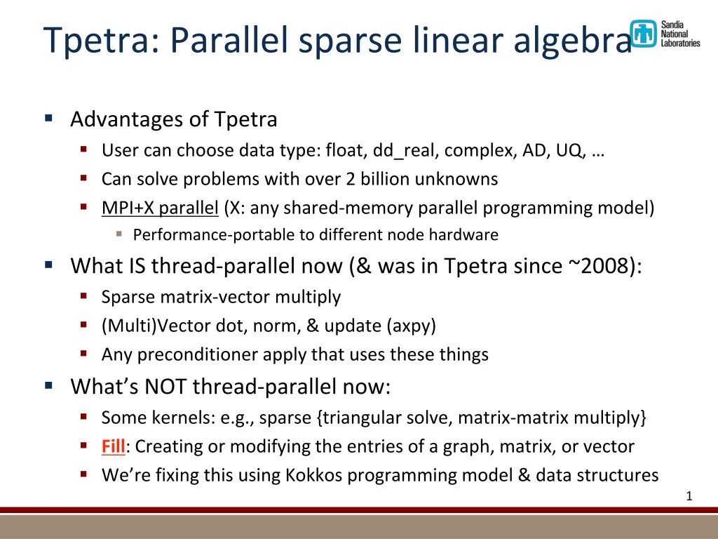 tpetra parallel sparse linear algebra