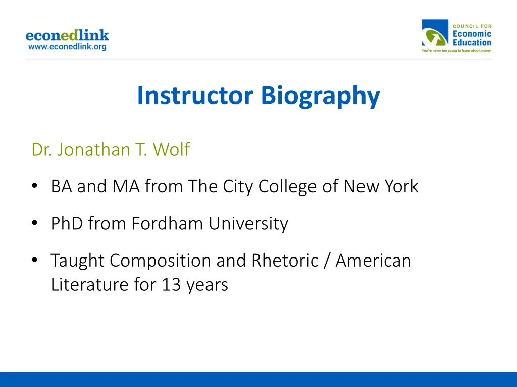 instructor biography