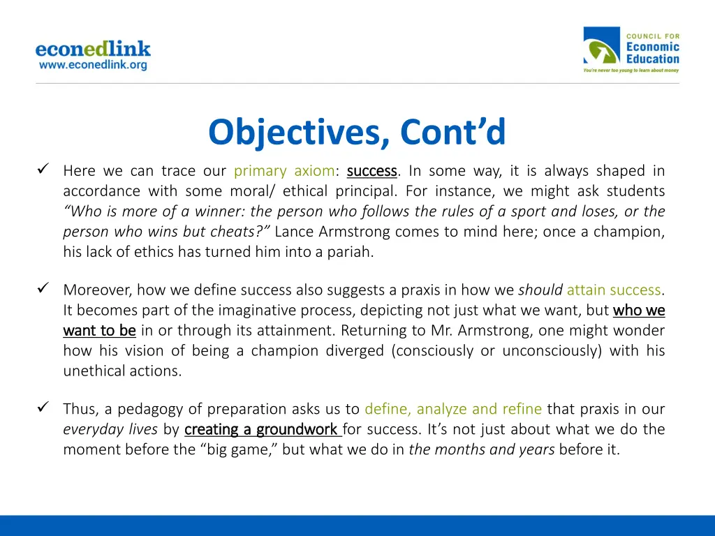 objectives cont d