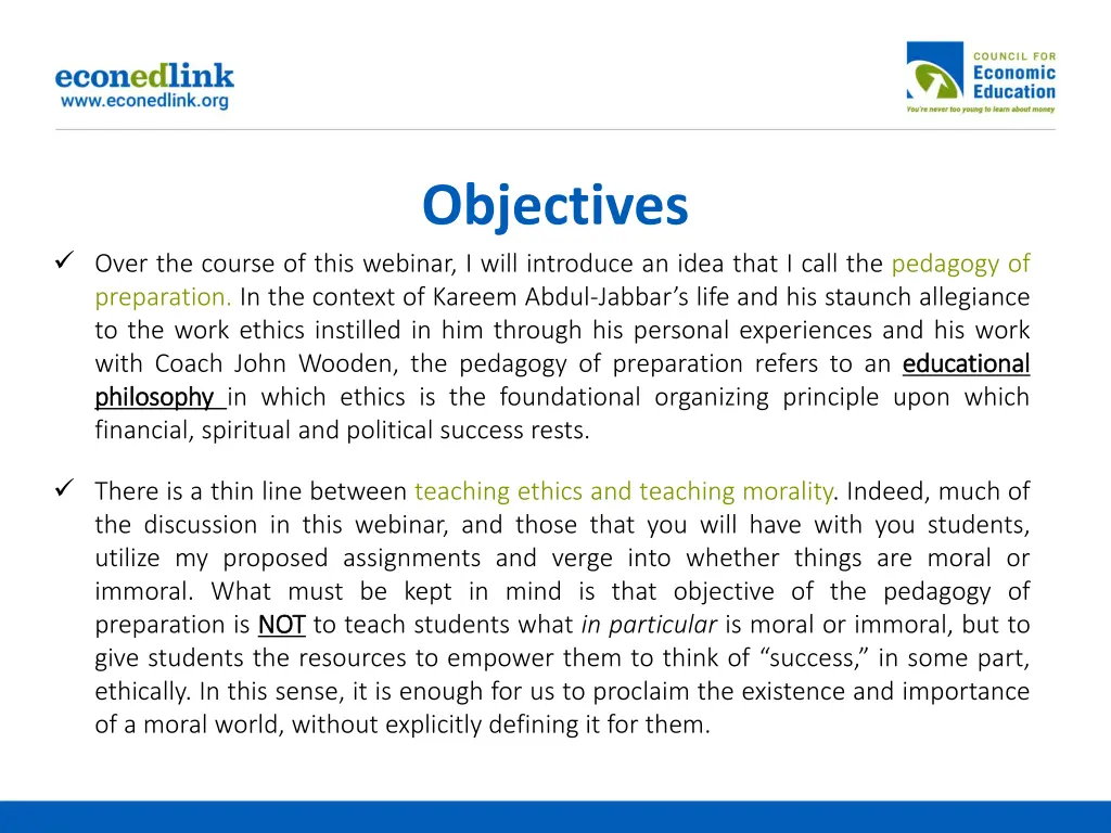 objectives