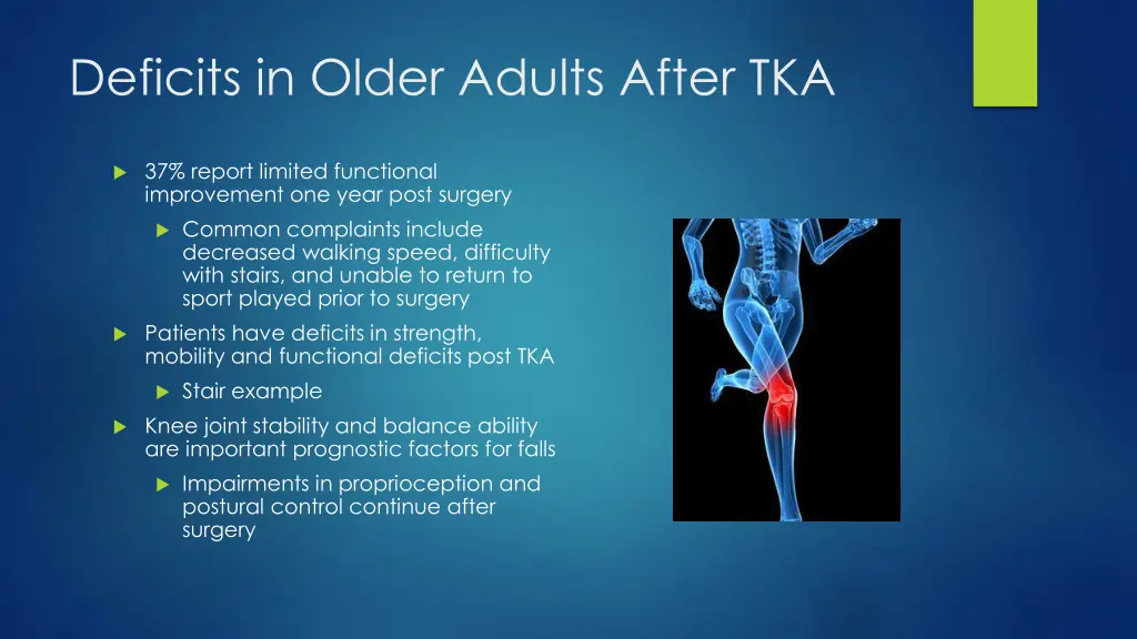 deficits in older adults after tka