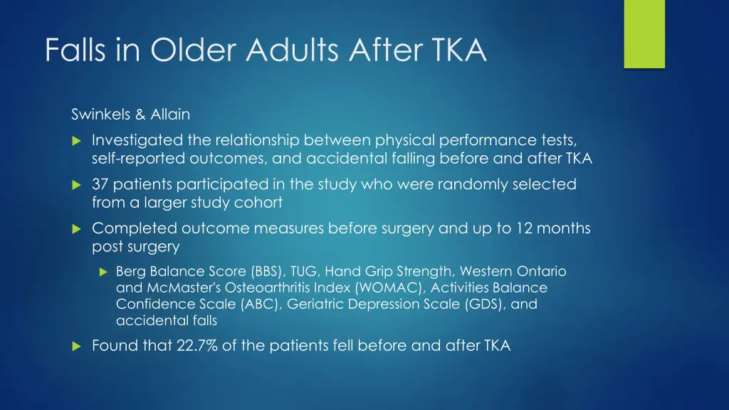 falls in older adults after tka