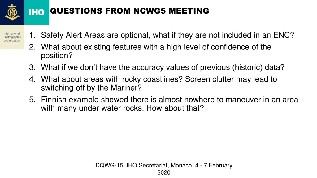 questions from ncwg5 meeting