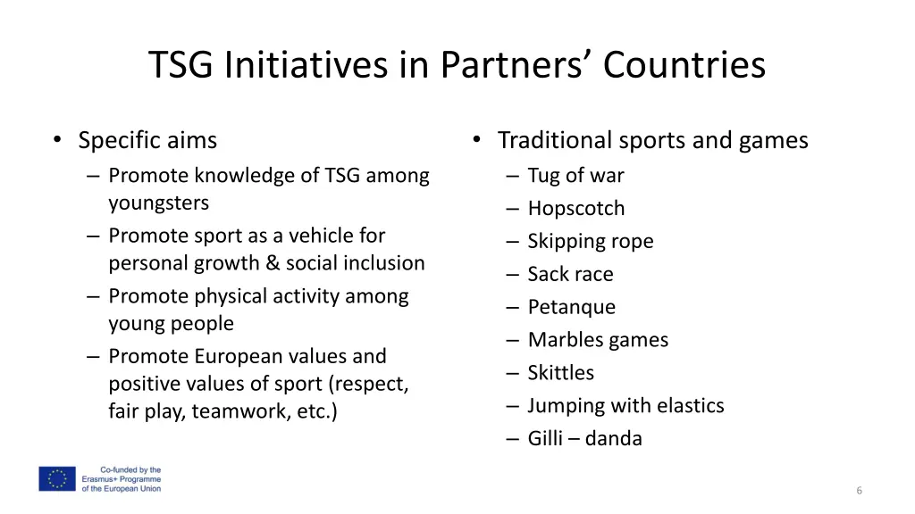 tsg initiatives in partners countries