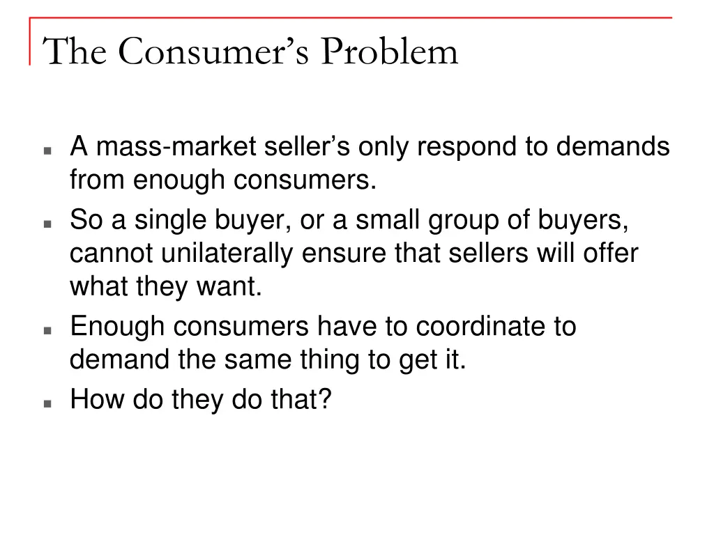 the consumer s problem