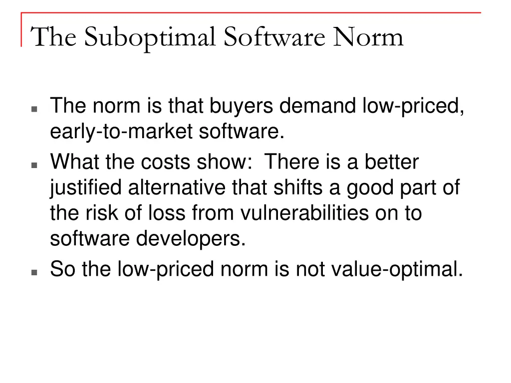 the suboptimal software norm