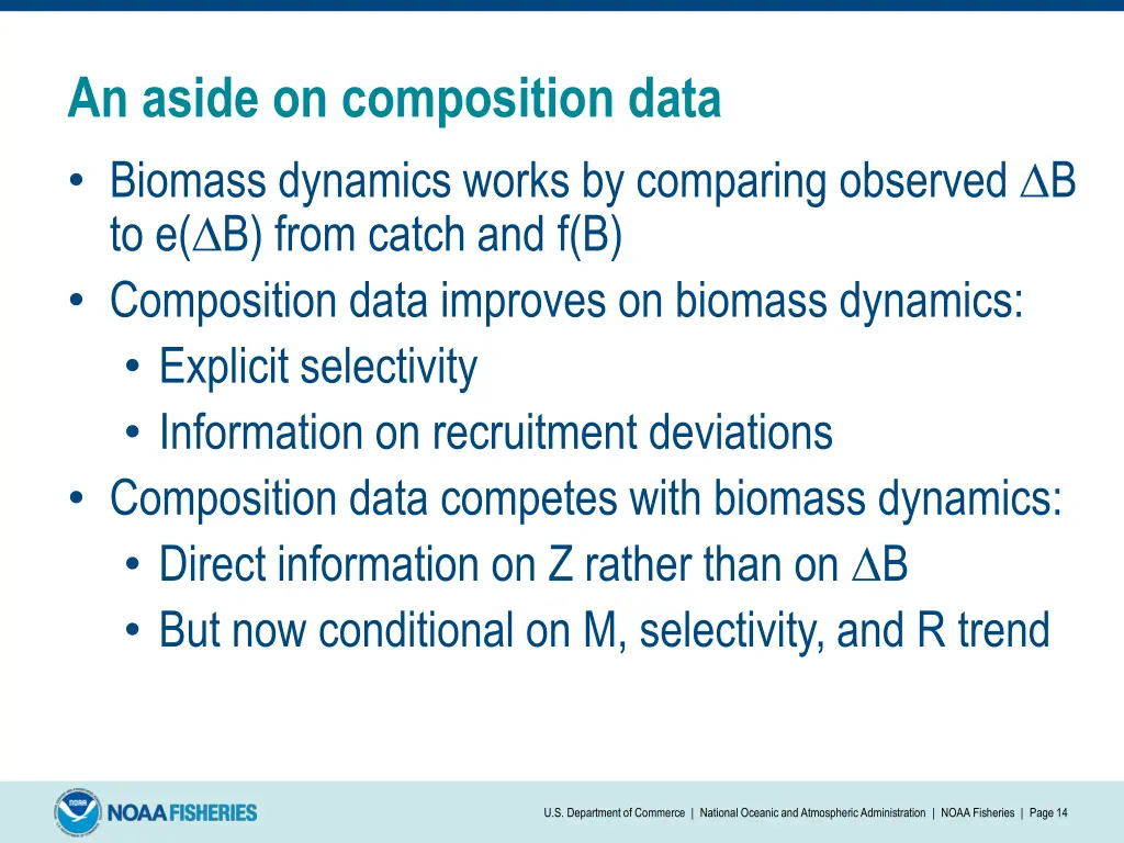 an aside on composition data biomass dynamics