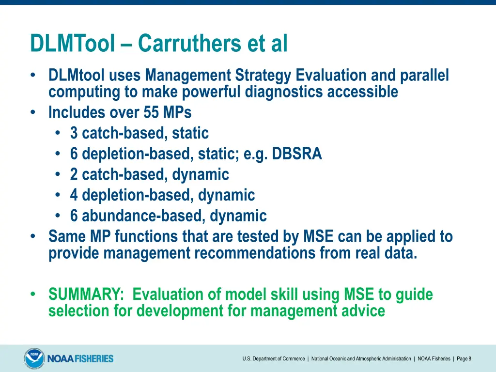 dlmtool carruthers et al dlmtool uses management