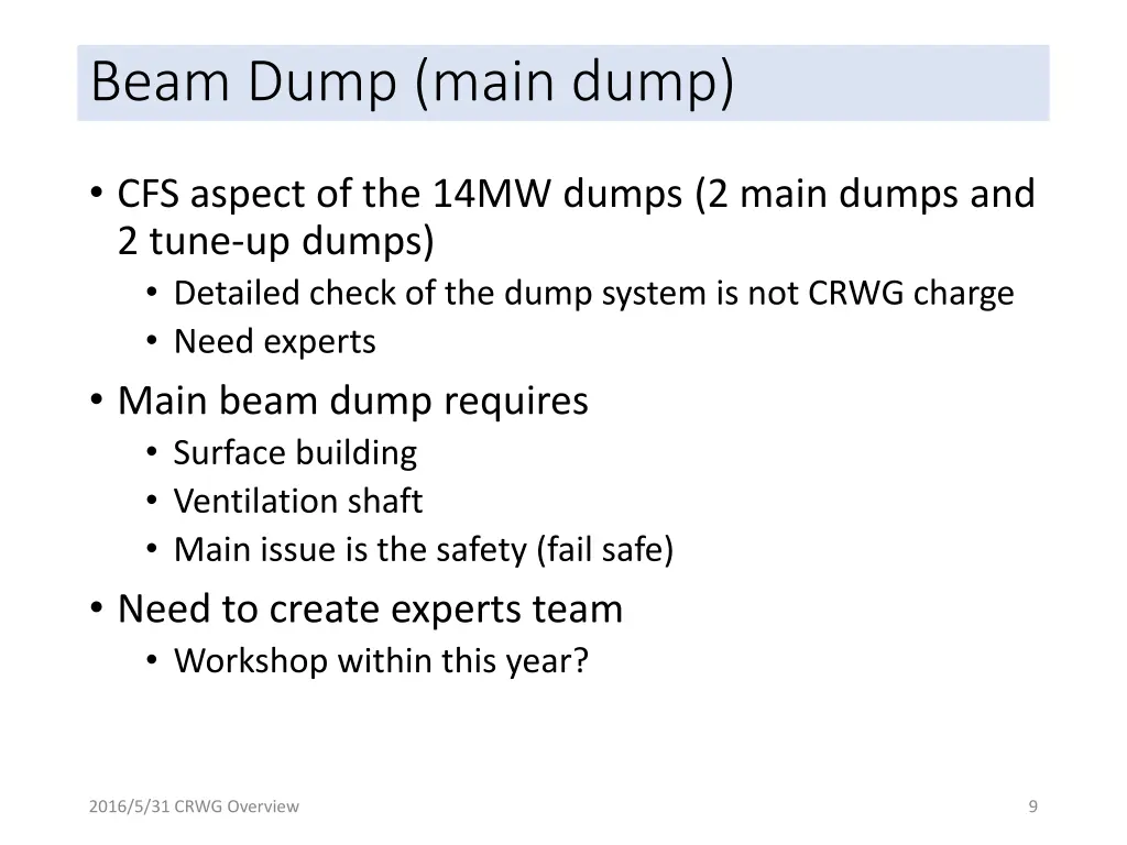 beam dump main dump