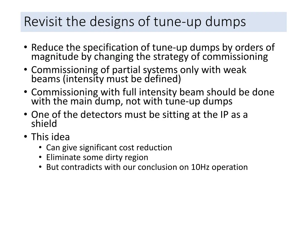 revisit the designs of tune up dumps