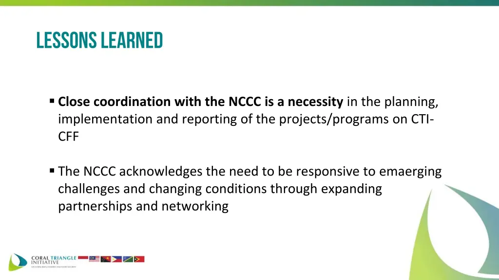 close coordination with the nccc is a necessity