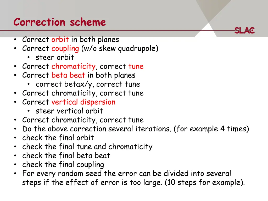 correction scheme