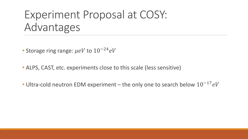 experiment proposal at cosy advantages