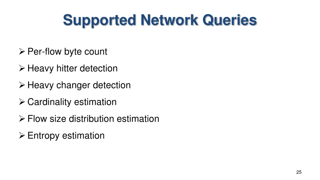 supported network queries