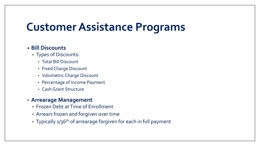 customer assistance programs